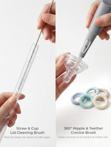 Termichy Baby Bottle Brush Set: 2 Pack Kit 360° Clean All Feeding Essential
