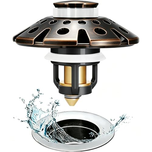 AzWzz Bathroom Sink Drain Strainer, 3 in 1 Pop Up Bathroom Sink Stopper - color: Oil Rubbed Bronze