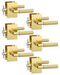 Asidrama 6 Pack Brushed Gold Privacy Interior Door Handles - color: Brushed Gold