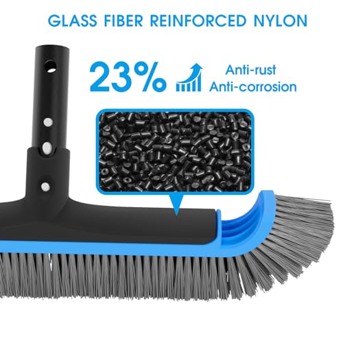 TidyMister 17.5 in 2-in-1 Pool Brush Set with 9 ft Pole - size: 17.5 Inch