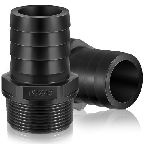 2 Pcs Pool PVC Tube Fitting Barbed Hose Fittings Adapter - color: Black, size: 1.5 Inch