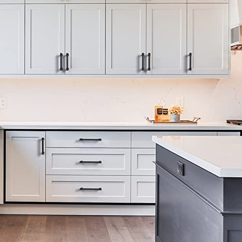 Amerdeco 10 Pack Matte Black Knurled Cabinet Pulls 5 Inch(128mm) Hole Center Kitchen Cabinet Handles Drawer Pulls Cabinet Hardware ZH0034 - color: Matte Black, size: 5"/128MM Hole Center