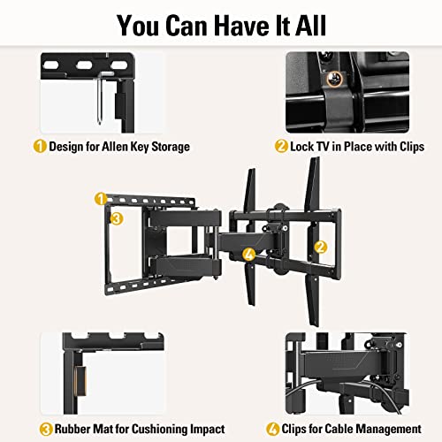Mounting Dream Full Motion TV Wall Mount for 42-90 Inch TV up to 100lbs - size: For 42" to 90" TVs, 16" Studs