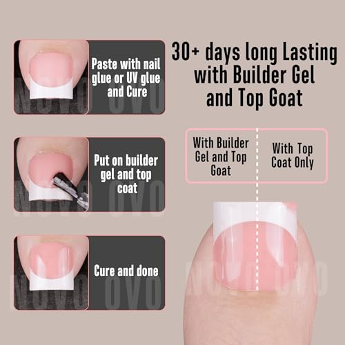 NOVO OVO French Tip Toe Nail Tips press on 8 MIXED COLOR, Sharp Square Toe Nail Tips BABY PINK Toenail Extension, Need Builder Gel Top Coat, no Glue, Full Cover Acrylic for DIY x 15 Sizes 240 pcs - color: Sharp Square Baby Pink 8 Mixed Colors