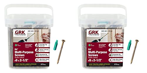 GRK 01101#9x2-1/2 Star Drive Bugle Head Climatek Coated Steel R4 Multi-Purpose Screws, 1150/Box - size: #9 x 2-1/2" 1150 count