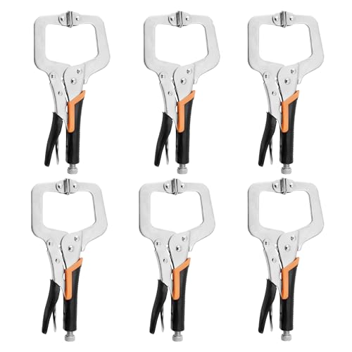 6-Inch C-Clamp Locking Pliers,Heavy Duty Vise Grip Welding Clamp With Swivel Pads for Woodworking,Home,Metalworking,Auto Repair(6 Pack) - size: 6 inch 6 Pack