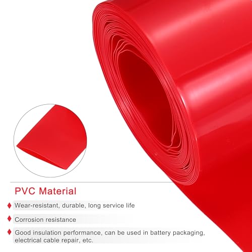 MECCANIXITY Battery Wrap PVC Heat Shrink Tubing 48mm Dia 75mm Flat 10 Feet(3meters) Red Good Insulation for Battery Pack - color: Red, size: 48mmx75mmx3m