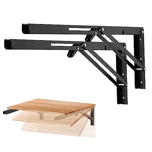 Ravinte Matte Black Folding Shelf Brackets, 20 Inch, 2 Pack - size: 20 Inch