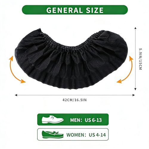 50/100/200 Pack Non-Woven Shoe Covers Disposable for Indoors - color: Black