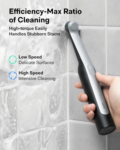 HOTO Wand™ Cordless Spin Scrubber, Electric Grout Brush, 12 Brush Heads