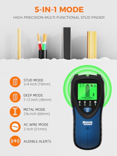 Mecurate 5-in-1 Stud Finder Wall Scanner for Studs, Metal & Live AC Wires - color: Blue