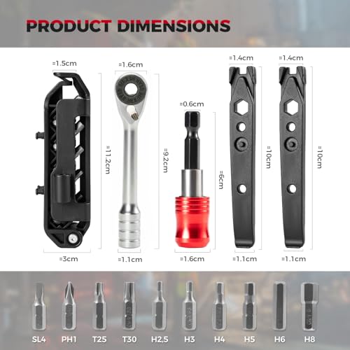 ROCKBROS Bike Tools Kit Set 14 in 1 Multi-Function Repair Tool - size: Small(Foldable)