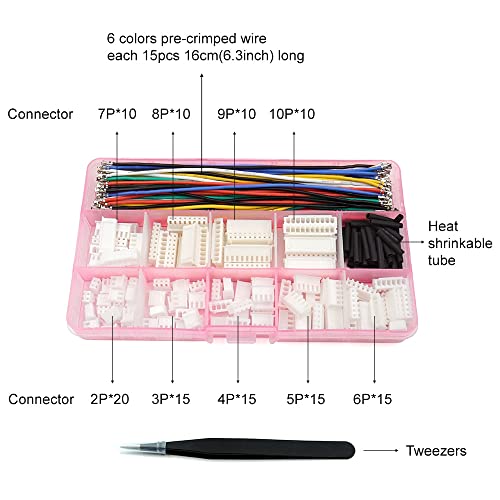 XH 2.54mm Connector Kit with pre-Crimped Cable Wire 2/3/4/5/6/7/8/9/10 Pin Housing JST Adapter Cable Compatible with JST-XH Connector - style: Connector
