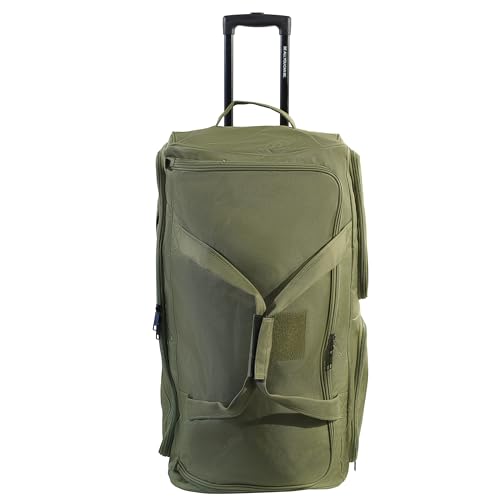 US Army ROMEO 31-inch Large Tactical Duffel Bag with Wheels | Heavy Duty Material, Molle Webbing, Water Resistant Military Rolling Bag for Travel, Deployment, and Camping - Tactical Green - color: Tactical Green, size: 31-inch