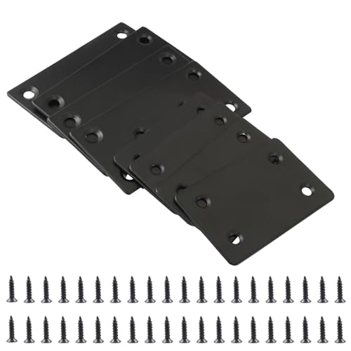 Bonsicoky 8 Pcs Flat Straight Brace Brackets, Black, 3.15"x1.5" + 2.4"x1.5" - size: 3.15" x 1.5" + 2.4" x 1.5" - 8 PCS, style: Black