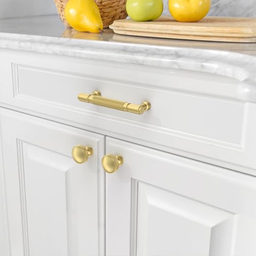 Asidrama 10 Pack 3.75 Inch(96mm) Brushed Gold Cabinet Pulls Knurled Kitchen Cabinet Handles, Cabinet Pulls Kitchen Cabinet Hardware for Cupboard Drawer Pulls - color: Brushed Gold, size: 3.75" Hole Center, style: 10 Pack