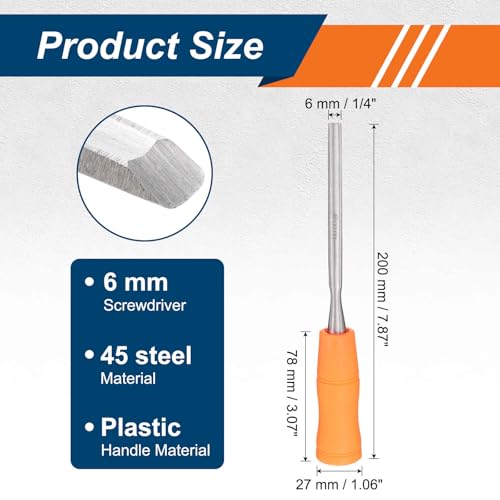 HARFINGTON 2pcs Wood Chisel 1/4" Carbon Steel Inner Beveled Edge Blade Wood Working Flat Chisel with Plastic Non-Slip Handle for Woodworking Carving DIY Projects, Orange - size: 1/4"