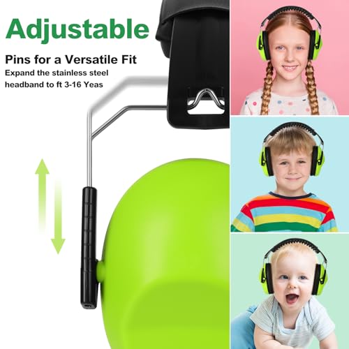 Floriogra Noise Cancelling Headphones for Kids/Toddler 28dB SNR Ear Muffs - color: Green