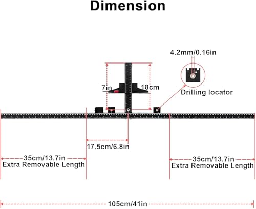 TOURACE 41 inch Extra Long Cabinet Hardware Jig, Cabinet Hardware Jig, Adjustable Aluminum Alloy Cabinet Handle Jig with Automatic Center Punch, Cabinet Hardware Template Tools