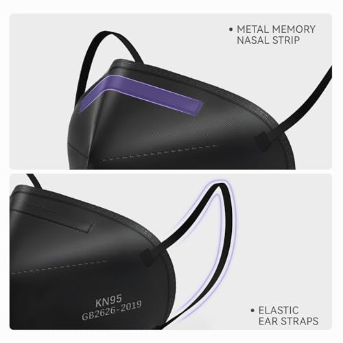 KN95 Face Masks 100 Packs, Breathable Disposable Face Mask for Adults and Teens - color: Black-100 Pack