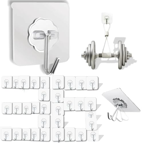 DDMY Clear Adhesive Hooks Heavy Duty Walls Hook 36 Pack for Hanging - color: Transparent, size: 36 Pieces