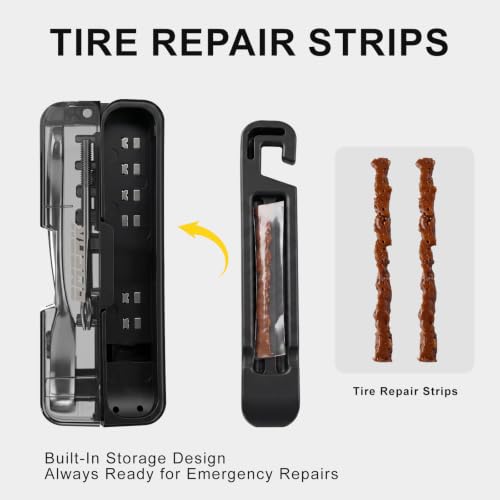 EMERK Bike Repair Tool Kit with Ratchet Wrench, 7 bits & 2 Tire Levers | Portable bike multi tool with Tubeless Tire Repair Plugs for fast repairs on road, mountain and e-bikes.