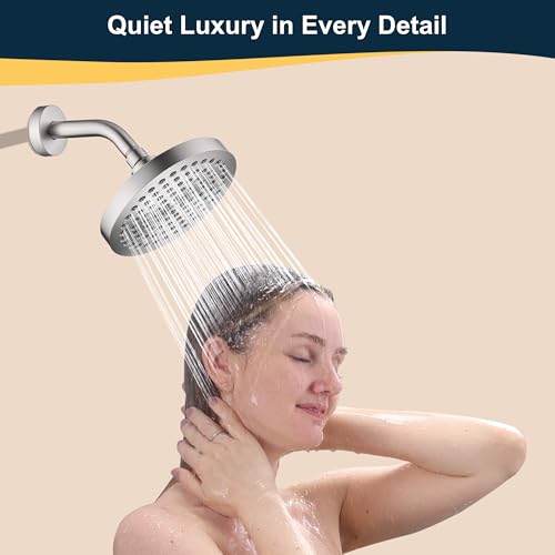 BRIGHT SHOWERS 6 Inch Brass Shower Arm with Flange Shower Pipe Arm for Wall Mount Fixed and Handheld Shower Head, Brushed Nickel - color: Brushed Nickel, style: Basic 6 Inch