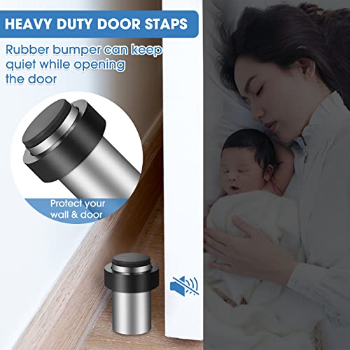 Chumia 10 Pcs Floor Mounted Door Stopper Stainless Steel,Silver - color: Silver