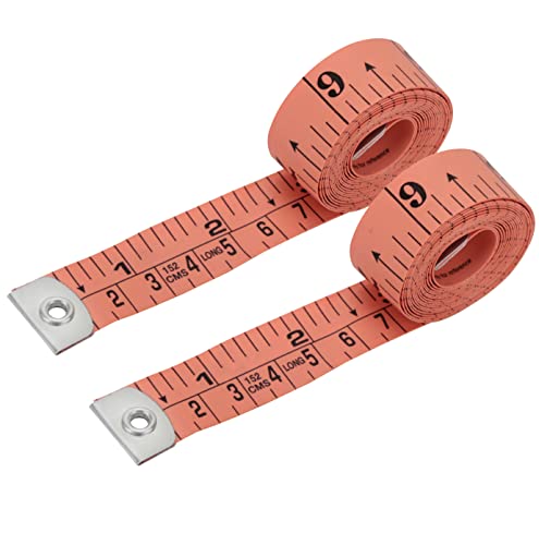 Flexible Tape Measure Pack of 2, Accurate Dual Scale Standard & Metric Measurements Tape,Soft Measuring Tape for Body, Weight Loss Sewing Tailor Craft Ruler 150cm/60 inch - color: Peach / 2 Pack
