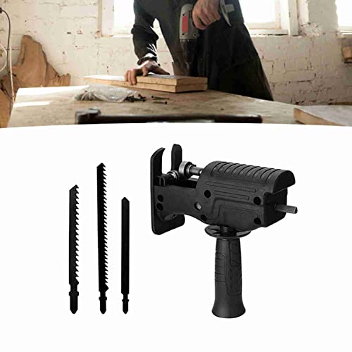 Electric Drill Saw Adapter, Converts Drill into Reciprocating Saw, File or Jig Saw, Steel Blade, Quick Replacement, Wide Application for Wood, Metal, Plastic Cutting