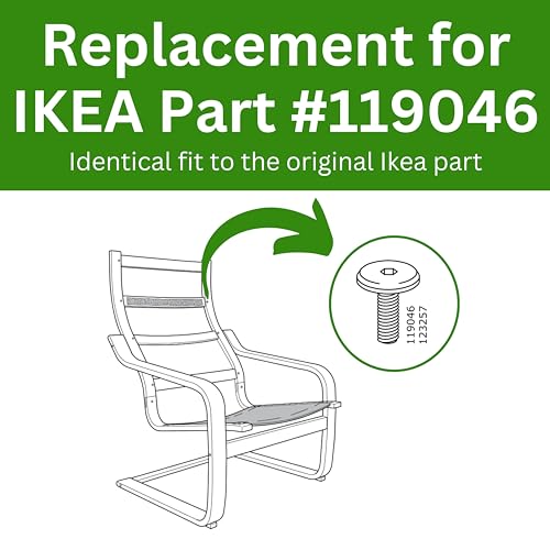 Spare Hardware Parts Replacement for IKEA Furniture Screw Metric Head Cap PF6S Screw - Part #119046 | Joint Connector Bolt M5.0-0.8×13 with 4mm Hex Recess| Pack of 8 - size: 119046