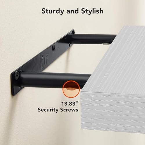 AMADA HOMEFURNISHING Floating Shelves Wall Mounted, 15 x 7 Inch Wall Shelves for Bathroom, Bedroom, Living Room, White Shelves Set of 2 | Wall Shelves with Hidden Bracket, Solid MDF Wood, 22 lbs Max Load per Shelf, Easy to Assemble, Multi-Wall Compatible