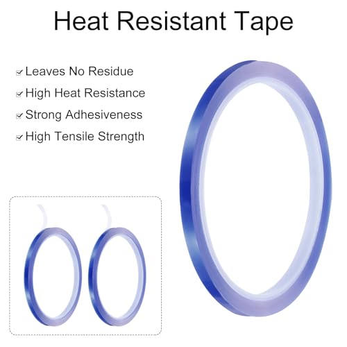 uxcell Blue Heat Tape, 1 Roll 5mmx33m 108ft High Temperature Heat Resistant Tape for Sublimation,Heat Vinyl Press,Heat Transfer, Circuit Board, No Residue - color: Blue, size: 5mmx33m