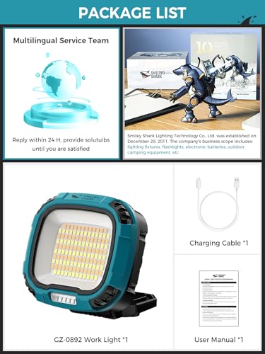 Smiling Shark Portable Work Light with Magnetic 7500 mAh Rechargeable - color: Blue