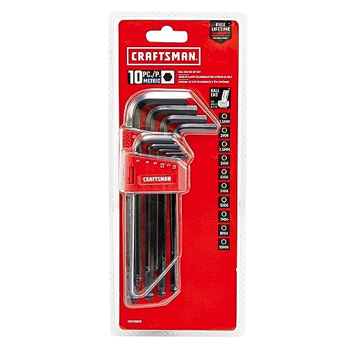 CRAFTSMAN Hex Key Allen Wrench Set with Ball-End, MM, 10 Piece (CMHT26029)