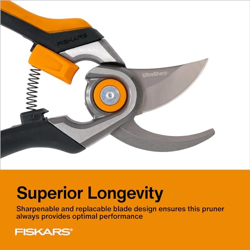 Fiskars Bypass Pruning Shears, 1" Cut Capacity Gardening Scissors, Forged Steel Replaceable Blade, SoftGrip Handle Garden Clippers, Rust Resistant Low Friction Coating for Branches & Stems - style: Forged Pruner