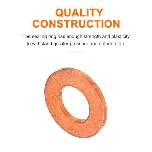 MECCANIXITY 52 Pcs Flat Copper Washers, 5x10x1mm Copper Upgraded Flat Metric Sealing Crush Ring Washers for Hydraulic Fittings Screw Bolt Nut Electronic Repair - size: 5x10x1mm