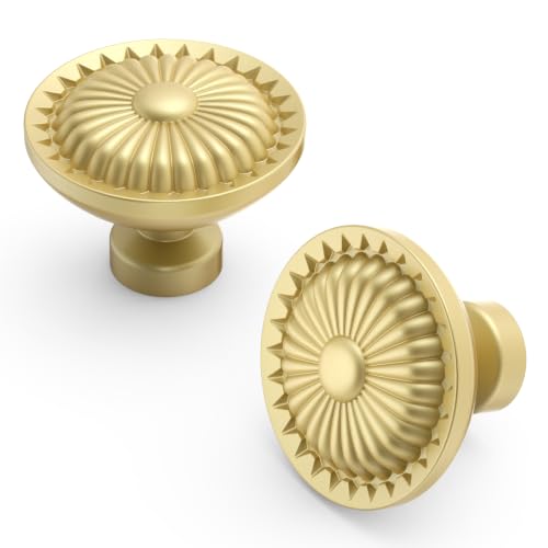Asidrama 10 Pack Brushed Gold Kitchen Cabinet Knobs - color: Brushed Gold, size: Single Hole Knob