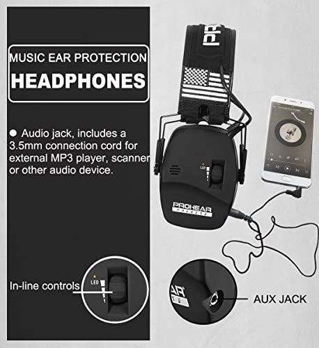 PROHEAR Digital Electronic Shooting Ear Protection 5X Sound Amplification Earmuffs, 23dB NRR Low Profile Noise Reduction Hearing Protection for Gun Range and Hunting, Black - style: Electronic 2.0 - Black