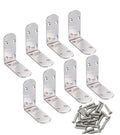 4 Pack Flat Mending Plate for Wood, Stainless Steel Straight Brackets Flat Repair Fixing Wood Brace Joining Plates Connector with Fixing Screws (8, L-Shaped Bracket 1.5*3.34*3.34in) - size: L-Shaped Bracket 1.5*3.34*3.34 in