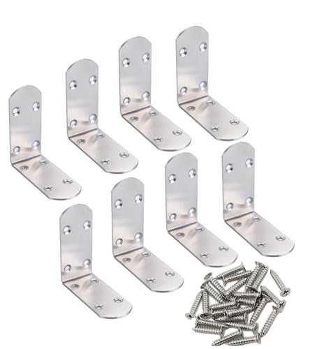 4 Pack Flat Mending Plate for Wood, Stainless Steel Straight Brackets Flat Repair Fixing Wood Brace Joining Plates Connector with Fixing Screws (8, L-Shaped Bracket 1.5*3.34*3.34in) - size: L-Shaped Bracket 1.5*3.34*3.34 in