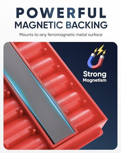 Reniteco Magnetic Socket Organizer, 3/8" Drive, 28-Socket Rail - color: 3/8"-Red