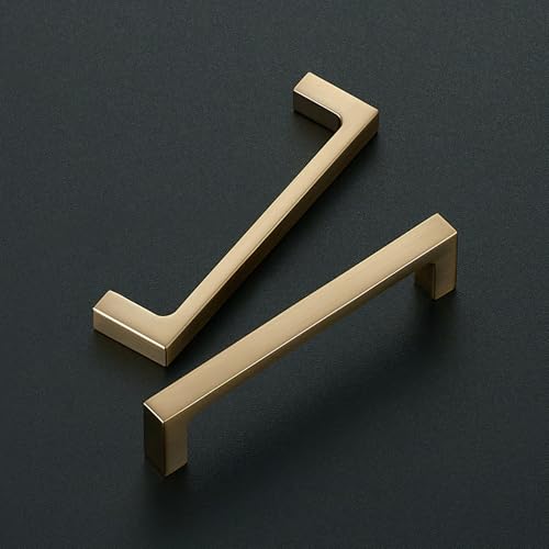 Ravinte Champagne Bronze Kitchen Square Cabinet Handles 4 Inch 10 Pack - size: 4 Inch Hole