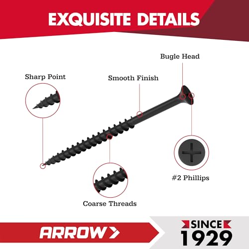 Arrow Drywall Screws Assortment Kit, 320pcs #6 & #8 Black Wood Screws