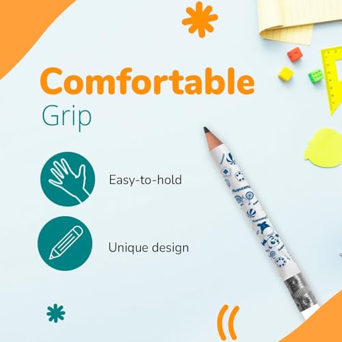 Channie's Extra Thick Kids Pencil Boxes for School Bulk - Easy-to-Hold Presharpened Jumbo Pencils for Preschoolers - Box of 30 Wood Pencils for School, Ideal for Classroom Prizes - White - style: White Panda, Ages 3-7 (My First Pencil)