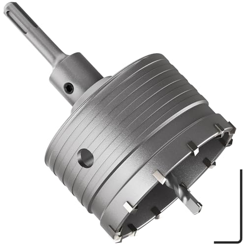 DAIMIT Concrete Hole Saw 115mm / 4.52" with 220mm SDS Plus Shank Connecting Rod, Hole Saw Tool Set for Concrete Cement Brick Stone Wall Drilling - size: 115MM