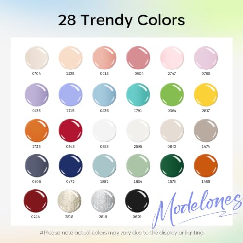 modelones Gel Nail Polish Set Nude Glitter 32PCS 28Colors Pink Blue Green - color: A2-Mild Palette
