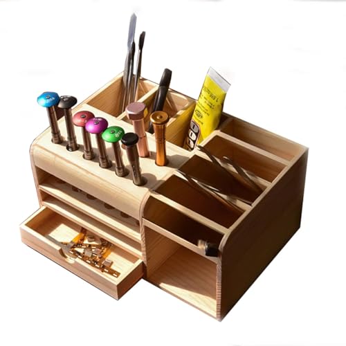 HZY Classic Wooden Tool Box with 20 Compartments for Screwdriver, Tweezers, Mobile Phone Repair, Desktop, Home DIY, Brown - style: Classic Wooden Tool Box
