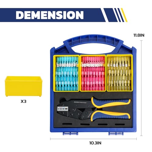 haisstronica 310PCS Heat Shrink Spade Connectors Set, 9" Wire Crimper - size: 310 PCS
