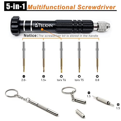 PTSLKHN Magnetic Screwdriver Kit, Black 5-in-1 Multifunctional Screwdriver | Magnetic, S2 Steel, For Eyeglass, Sunglasses, Electronics, Cellphone, Jewelry and More - color: Black